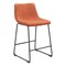 Burnt Orange Counter Stools Set Of 2 Sculpted Design Soft Upholstery Metal